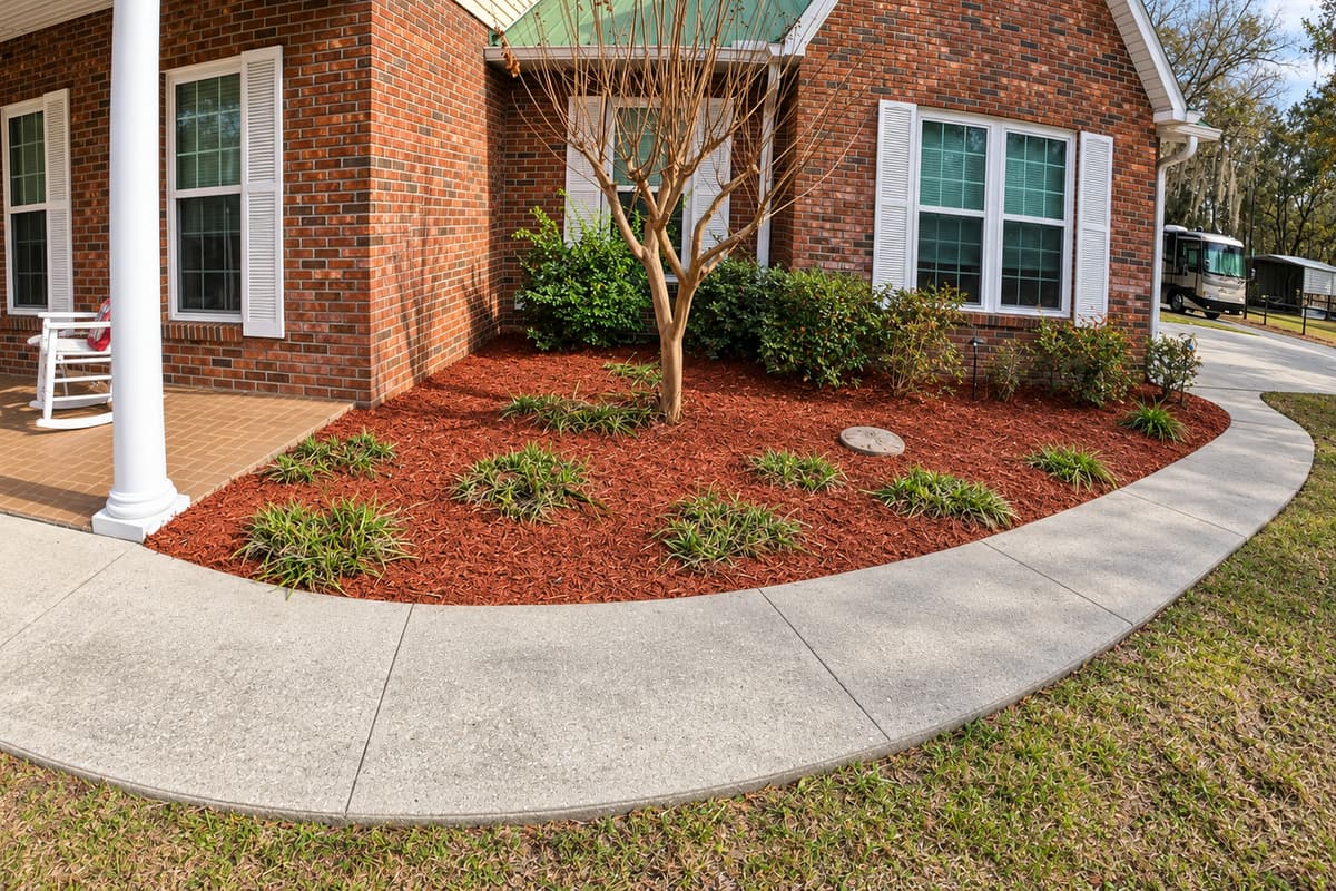 A finished landscape design and installation project by Premier Lawn Care
